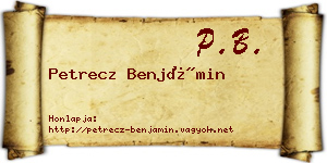 Petrecz Benjámin névjegykártya